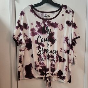 Women's Short Sleeve Tie-Dye Tee - White and Purple